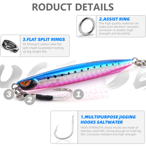 MOOKZZ Señuelo Luminoso UV para Pesca de Agua Salada, Anzuelos de Asistencia para Atún Kingfish, 20g, 30g, 40g, 60g, 80g - Product Image 6