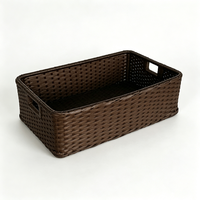 Panier de rangement écologique en rotin PP tressé avec poignées, gain de place, étanche, pour fruits et légumes, idéal pour comptoir de cuisine