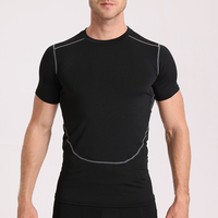 T-shirt de compression personnalisé pour hommes, séchage rapide, anti-transpiration, respirant, extensible dans quatre directions, manches courtes, Spandex/Polyester