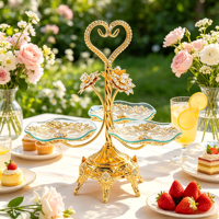 Assiette à dessert aux fruits de style européen, support décoratif en verre de luxe léger pour mariage