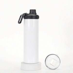 AGH Usa Warehouse White Sublimation Blanks 20oz Stainless Steel Flat Bottom Skinny Straight Vacuum Insulated Tumbler Duo Lids - Product Image 6