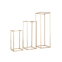 Goldener Blumenständer für Hochzeits-Tischdekoration Metall Geometrischer Vasenständer, Eleganter Rechteckiger Säulen-Blumenarrangement-Ständer