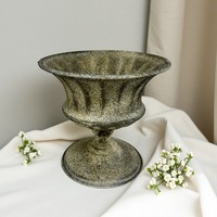 Grand vase en fer vintage style ferme campagnarde, design marbré classique, gris rétro, pour mariage, salon et table à manger