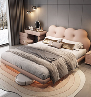 Lit de princesse haut de gamme en bois de pin massif, style moderne et minimaliste, avec rangement, en cuir véritable, pour chambre de fille ou petit appartement