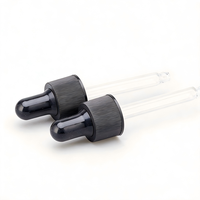 Pipette compte-gouttes noire et blanche en aluminium-plastique anti-débordement et anti-poussière avec capuchon côtelé pour flacon d'huile essentielle ou de sérum, personnalisable