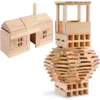 Bloques de madera para niños, juguete de bloques de construcción de colores naturales, Macron y brillantes, educación STEM, 100, 200, 300 y más