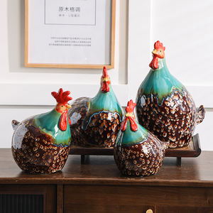 Ornements de <span class=keywords><strong>poule</strong></span> en céramique décoration moderne maison artisanat créatif coq du zodiaque année ornement de table - Product Image 3
