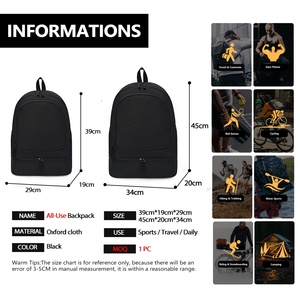 Sac à dos <span class=keywords><strong>de</strong></span> sport multifonctionnel en tissu Oxford avec logo personnalisé, en stock, unisexe, pour la gym, le <span class=keywords><strong>volley</strong></span>-<span class=keywords><strong>ball</strong></span>, le basketball, le football, avec compartiment à chaussures zippé - Product Image 6