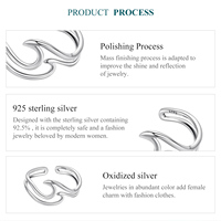 Bague ouverte double vague étincelante en argent sterling 925 Bijoux fins pour femmes Bague réglable double couche incurvée