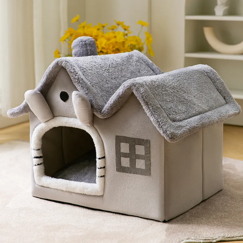 Gray S Size Luxury Design Bunny Ear Bejirog Eco Friendly Deep Sleep Pet House Bed Durable Soft Dog Cat Indoor Home