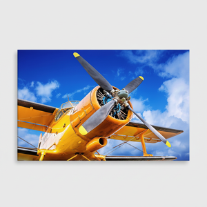 Vintage Aircraft Propeller Canvas Art: Yellow & Blue Aviation Poster,<b>WRAPPED</b> CANVAS - Product Image 2