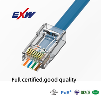 EXW Konektor Rj45 Cat5e RJ 45 8P8C KABEL LAN Utp RJ45 Plug Cat 6 Rj 45 Konektor Rj45 Cat6