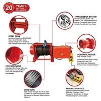 Treuil électrique robuste Allman certifié CE, 500 kg (0,5 tonne), avec câble métallique de 60 mètres, 415 V, pour usage industriel