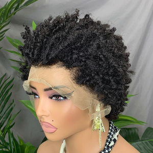 Cheap Price Screw Curly Human Hair <b>Wigs</b> 13x4 Transparent Lace Frontal Brazilian Human Hair <b>Afro</b> Short <b>Wig</b> - Product Image 3