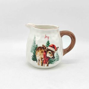 Mug de Noël en céramique, tasse à café avec motif de couronne festive et nœud, poignée rouge, cadeau de Noël pour la maison, le bureau, décoration de Noël - Product Image 2