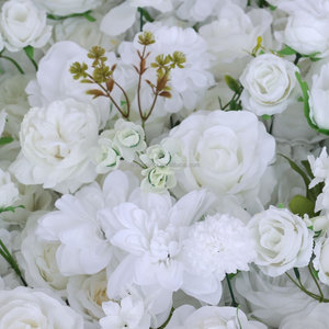 แผงผนังลายดอกกุหลาบผ้าไหมสีขาวแผงผนังดอกไม้8FT * 4ft ผนังประดิษฐ์สำหรับตกแต่งงานแต่งงาน - Product Image 4