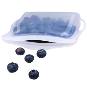 Multifunction Waterproof Reusable Silicone Food Storage Freezer Bag 500ML Zip Lock Stand Up Snacks Bag Pouch with Zipper Closure