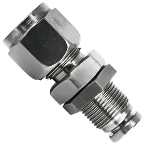 Double Ferrule Compression Bulkhead Union Reducer Stainless Steel Pneumatic Push In Lock To Air Connect Fitting