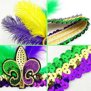 Serre-tête brésilien à sequins pour Halloween, Mardi Gras, festivals et carnavals – Décoration <span class=keywords><strong>de</strong></span> tête pour fêtes - Product Image 3