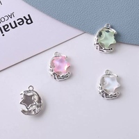 Colgantes de Plata de Ley con Diseño de Luna y Estrella para Fabricación de Joyas, DIY, Pulseras, Collares, Abalorios y Accesorios