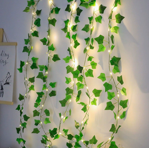 <span class=keywords><strong>Guirlande</strong></span> lumineuse LED en forme de feuille d'érable verte suspendue, alimentée par énergie solaire/batterie, IP44, en rotin, pour salon et extérieur - Product Image 5