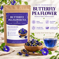 Teh Bunga Kacang Kupu-kupu Langsung dari Pabrik 20 Kantong Teh Celup Herbal Kering Murni Infus Alami Antioksidan Kesehatan Harian OEM