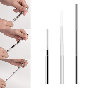 Portátil reutilizable pajitas-telescó<span class=keywords><strong>pica</strong></span> de Metal de <span class=keywords><strong>acero</strong></span> <span class=keywords><strong>inoxidable</strong></span> paja con caja de aluminio y cepillo de limpieza - Product Image 3