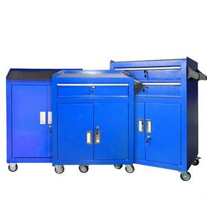 Utility <b>Cart</b> Storage Drawers Metal Carbon Steel Rectangle Glossy Garage <b>Tools</b> Standing Type Double Tier with Wheels - Product Image 2