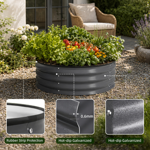 SEEYES Modular Corrugated Metal Raised <strong>Garden</strong> Bed Planter Box 30cm/12'' Tall Round <strong>for</strong> the <strong>Garden</strong> - Product Image 3