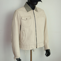 Veste à capuche en toile de canard vieillie personnalisée, style safari, pour l'hiver, col Detroit, pour mécanicien et charpentier, à bouton unique