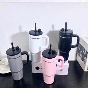 <b>Coffee</b> Car Tumbler 720ml Stainless Steel <b>Double</b> <b>Wall</b> Vacuum Travel <b>Cup</b> with Handle and Straw Lid - Product Image 2
