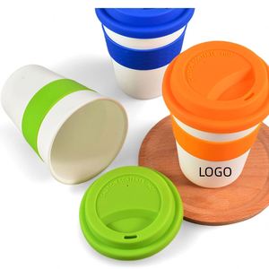 12OZ <b>Bamboo</b> Fiber Travel Mug Wheat <b>Straw</b> Coffee Cup with Cover Disposable Reusable Plastic for Water Coffee Great Gift Idea - Product Image 5