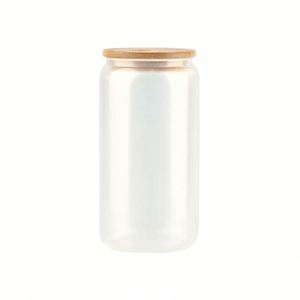 Bouteille de bière de 16 oz, bouteille d'eau de 16 oz, gobelets en verre givré avec couvercle - Product Image 1