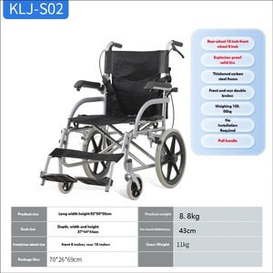 Fauteuil roulant manuel pliable et portable avec dossier haut, cadre en acier carbone épaissi, double frein à main, roues de 16/24 pouces - Product Image 6