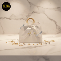Boîte cadeau de luxe en papier artisanal pour bijoux, avec logo personnalisé, forme triangulaire, nœud en ruban, pour bagues en bois ou lunettes de mariage