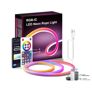 Weicao 5V USB TUYA RGBIC Tiras de Luz Neon Inteligente Blue tooth Música Sincronização Wifi APP Controle IP67 LED Rope Strip Lights