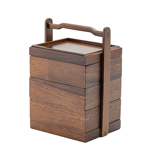 Walnut Wood Three Tiered Fruit <b>Box</b> Rectangular Multifunctional Storage For Home Living Room Food Container - Product Image 5