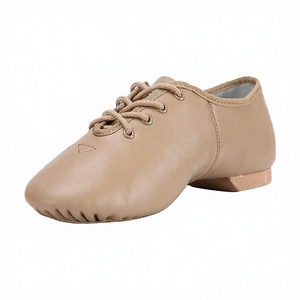 Chaussons de ballet souples pour femmes, dessus en cuir véritable, doublure en coton, semelle extérieure en caoutchouc, chaussures de danse plates à lacets - Product Image 3