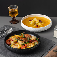 Grand plat en céramique de haute qualité pour soupe de poisson, compatible micro-ondes, design moderne et minimaliste, couleur sous glaçure, origine Chine