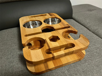 Plateau de canapé en bois anthracite avec porte-gobelet, plateau de canapé pour collations, organisateur de plateau de canapé avec porte-télécommande