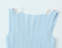 Gilet en tricot rayé bleu à motifs patchwork, décontracté et tendance pour femmes