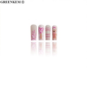 24pcs Matte Long Coffin Pink Press on Tips Thème de Noël avec Gingerbread Man Lollipop Amovible Handmade False Nails - Product Image 5