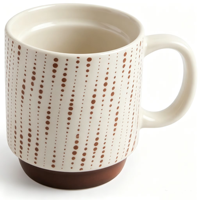 Vente en gros de tasses à café en céramique personnalisées de style japonais, mignonnes, bicolores, brunes, empilables, 14 oz