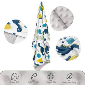 Couvertures de bébé en peluche douce et soyeuse pour filles avec motif animal imprimé et points surélevés apaisants, jetés de <span class=keywords><strong>lit</strong></span> double couche - Product Image 4