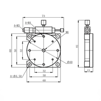 Plateau de déplacement rotatif manuel LSSH-60TV-A, diamètre 60 mm, capacité de charge 3 kg, vis à micromètre, réglage grossier 360°, 5 réglages fins, en métal