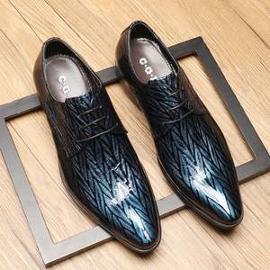 New style casual leather business formal English pointed-toe glossy leather and <b>paint</b> finish trendy wedding groom shoes - Product Image 6