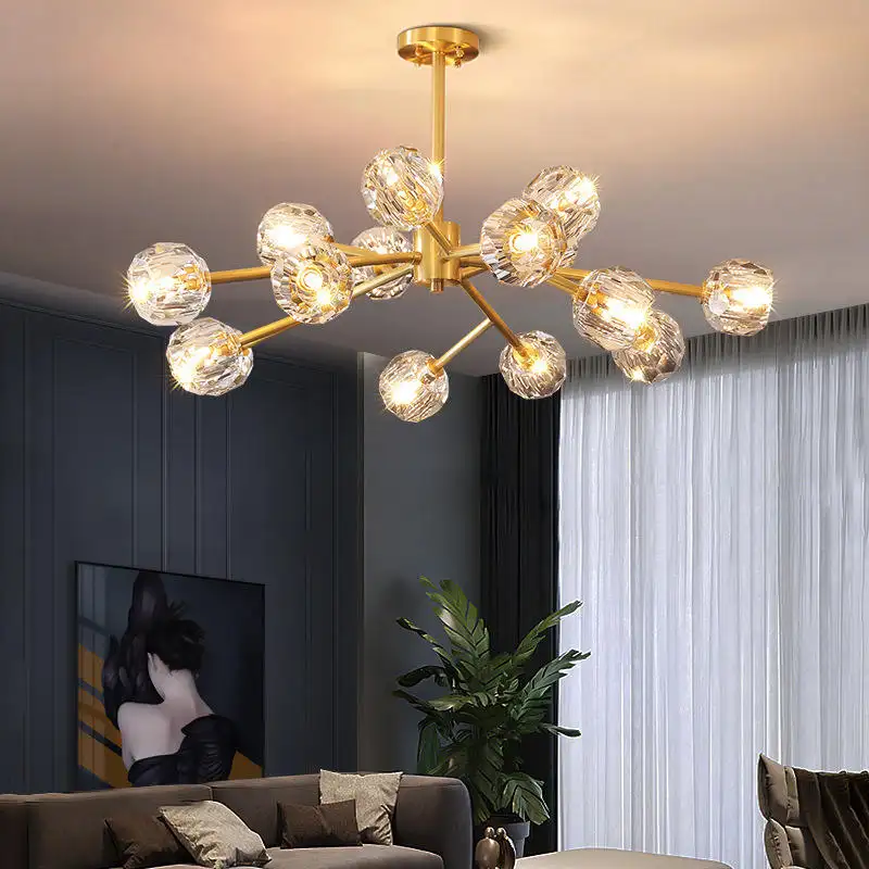 El nuevo listado de cristal de luz ajustable largo negro 11Cm candelabro de iluminación de techo nórdico para sala de estar