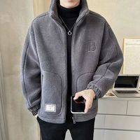 Nouvelle veste bomber en velours côtelé matelassée en laine d'agneau pour homme 2025, doublure en polaire, épaisse, streetwear, motif cœur, fermeture éclair, automne