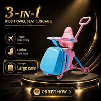 Valise poussette avec poignée télescopique en PC, design pliable – Valise de voyage à roulettes pour enfants et bébés