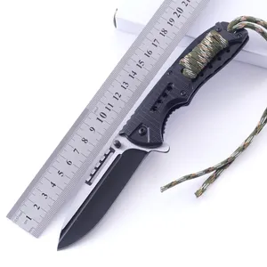 Plastik saplı siyah survival kamp için cep bıçağı